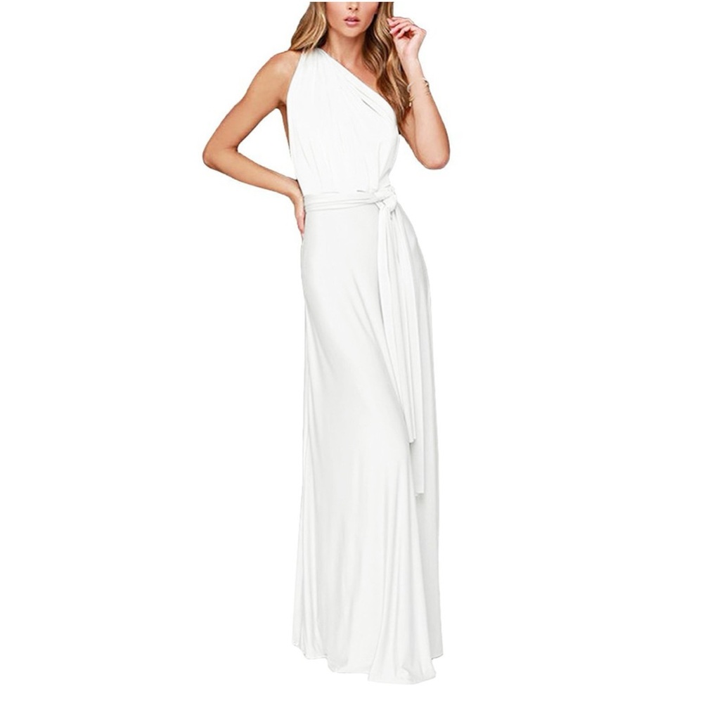 Transformer Multi-Way Wrap Convertible Floor Length Halter Gown High Elasticity
